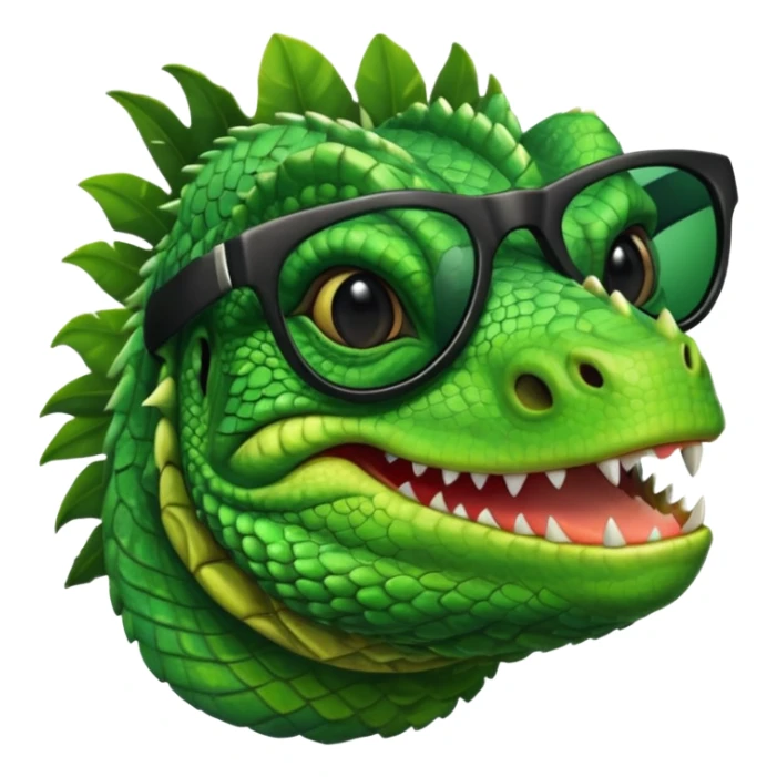 capitalist iguana head with black sunglasses smiling sarcastically sticker