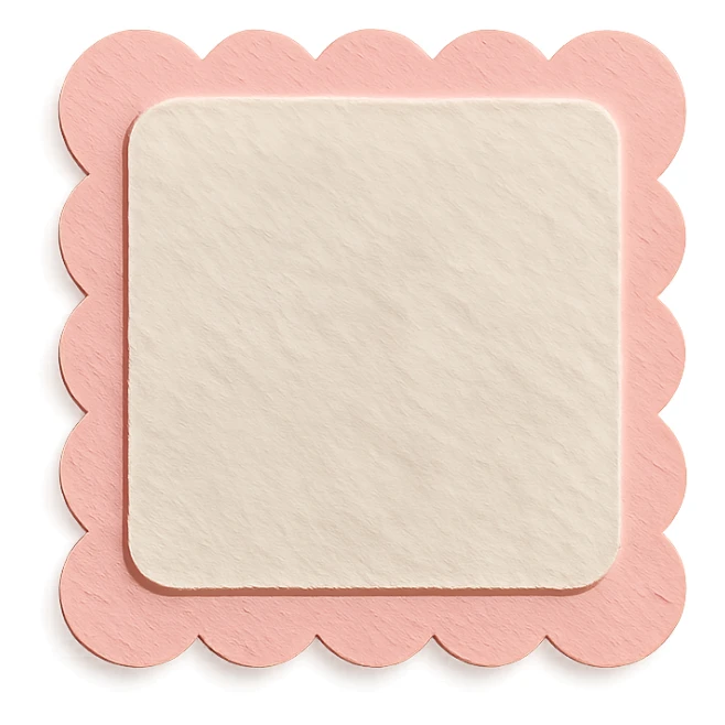 soft pastel scalloped edge note card sticker with a pink border sticker