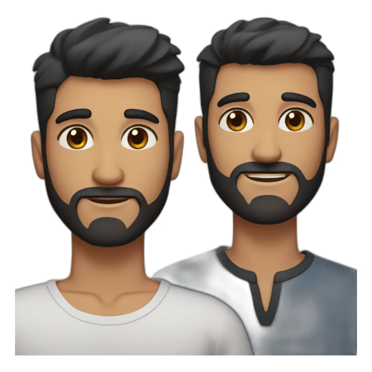 Gay couple, both with with short beard. one brown and blue eyes and the othe one black hair and brown eyes. sticker