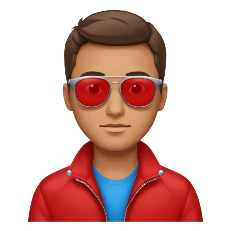 handsome man in sunglasses with blue eyes, wearing a red jacket sticker