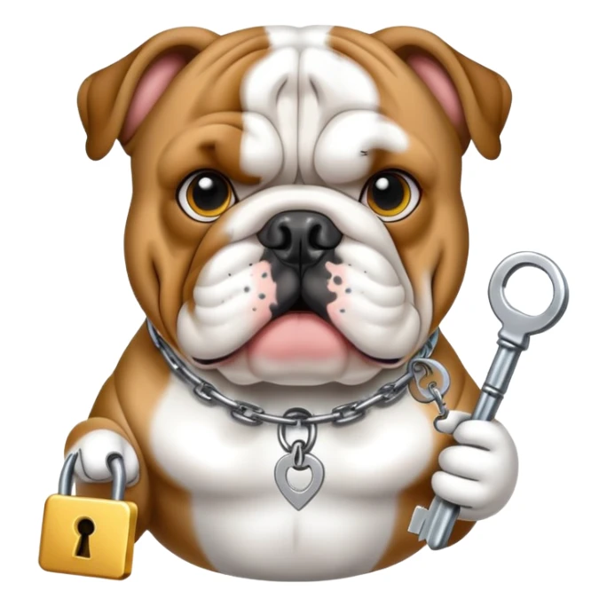 English bulldog with a key, access control theme sticker