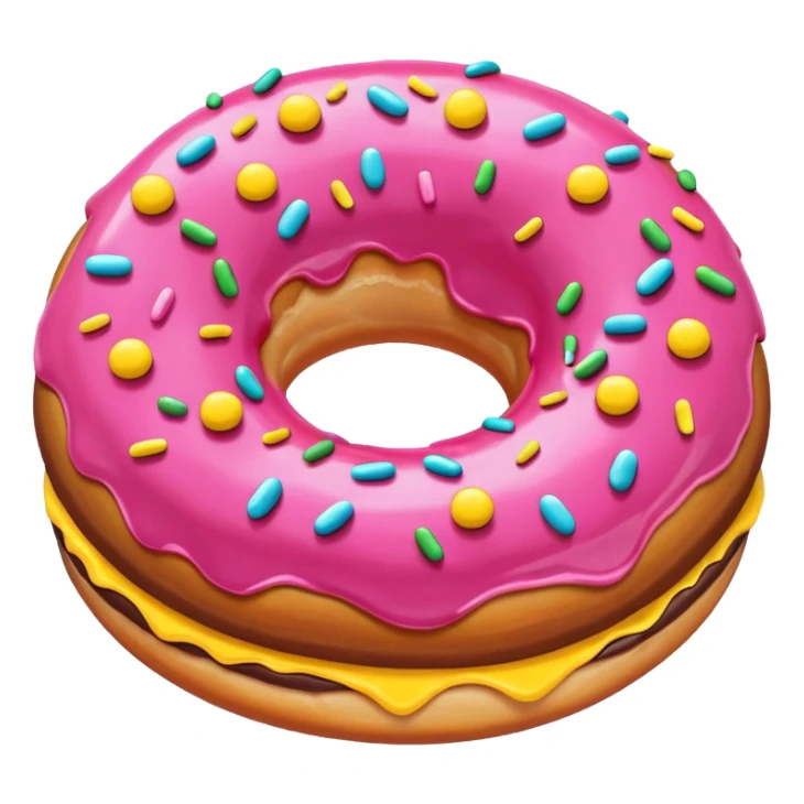 Chocolate donut. Pink icing and YELLOW sprinkles sticker