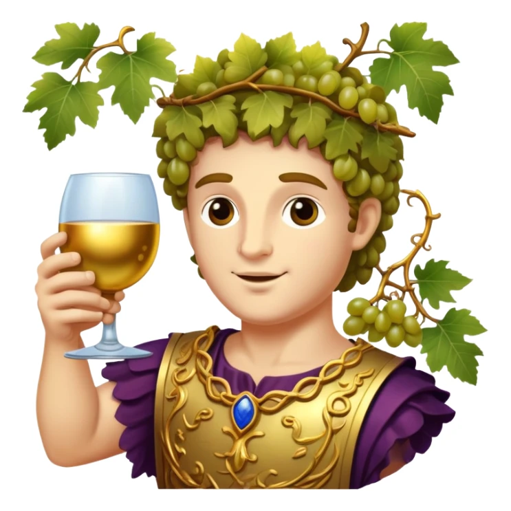 Bacchus Roman god of wine with grape vines and goblet sticker