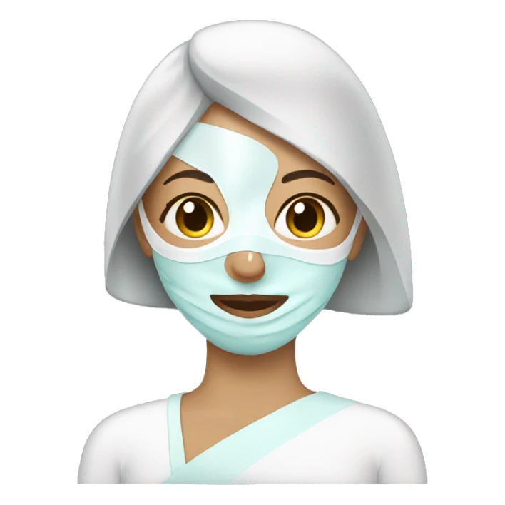 Woman wearing spa mask sticker