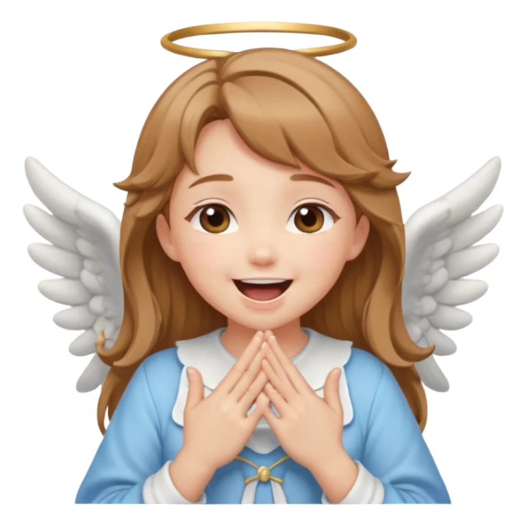 cute angel girl laughing with hands over her mouth anime style sticker