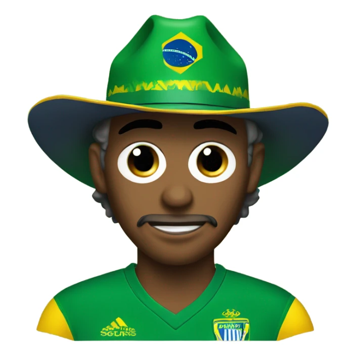 evil person wearing brazil soccer jersey and cowboy hat sticker