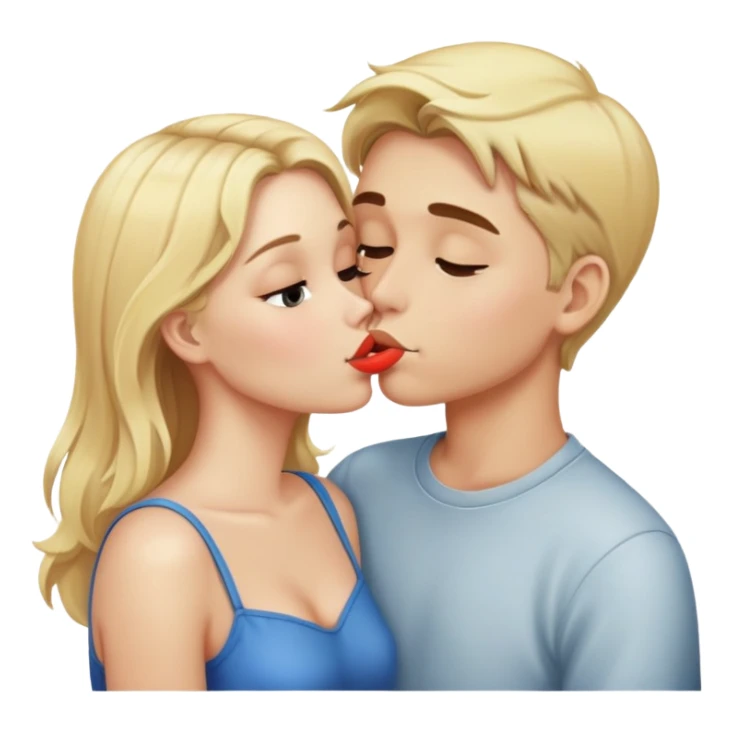 Blonde girl and boy kissing  sticker