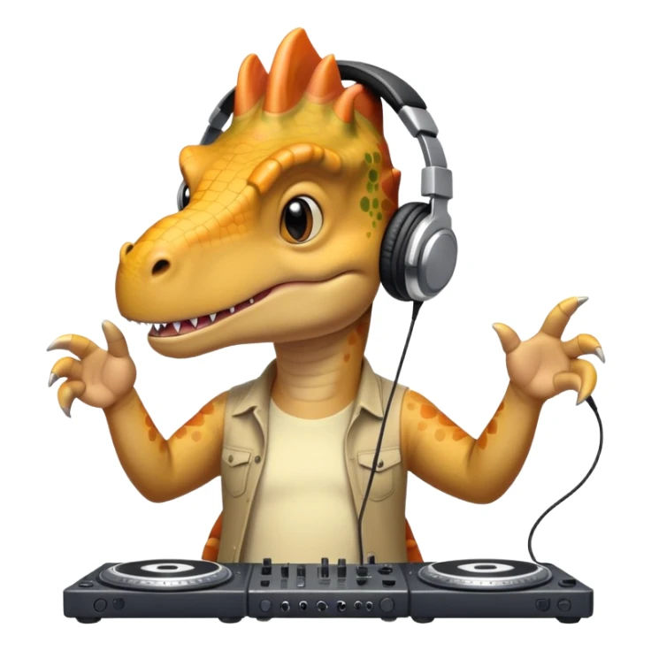 Dinosaurio músico DJ en un concierto  sticker