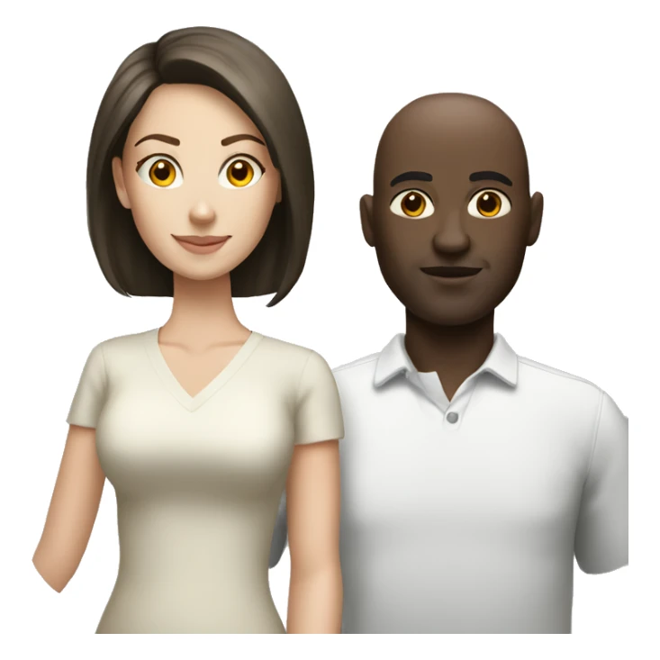 White brunette woman black bald man sticker