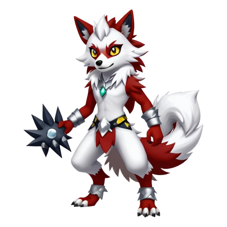 Shiny Red Anthro furry Lycanroc-Midnight-Form (full body) sticker