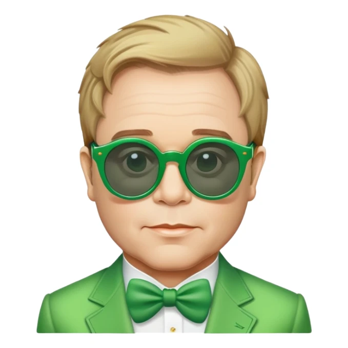 As Elton John with big green sunglasses sticker