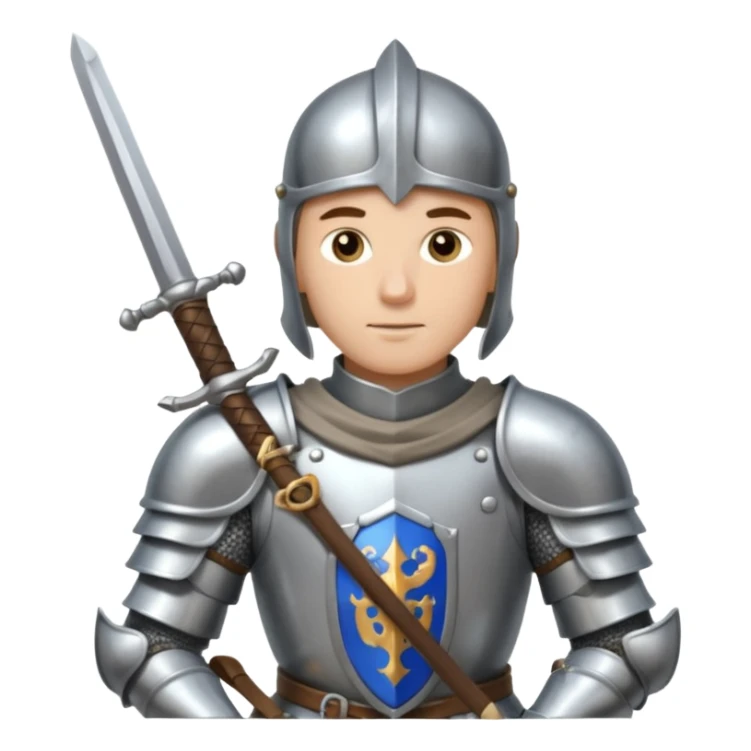 a knight in bright silver armor, holding a sword sticker