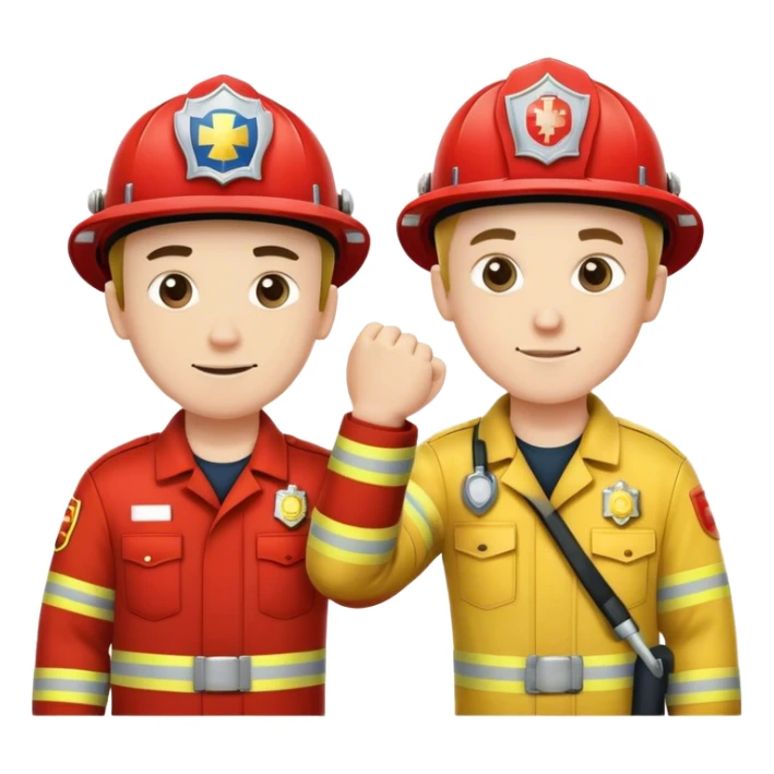 Fireman and Paramedic standing together and making fist bump  sticker