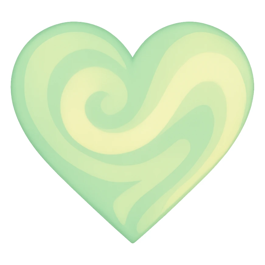 heart with a pastel green and yellow swirl, clean digital illustration sticker