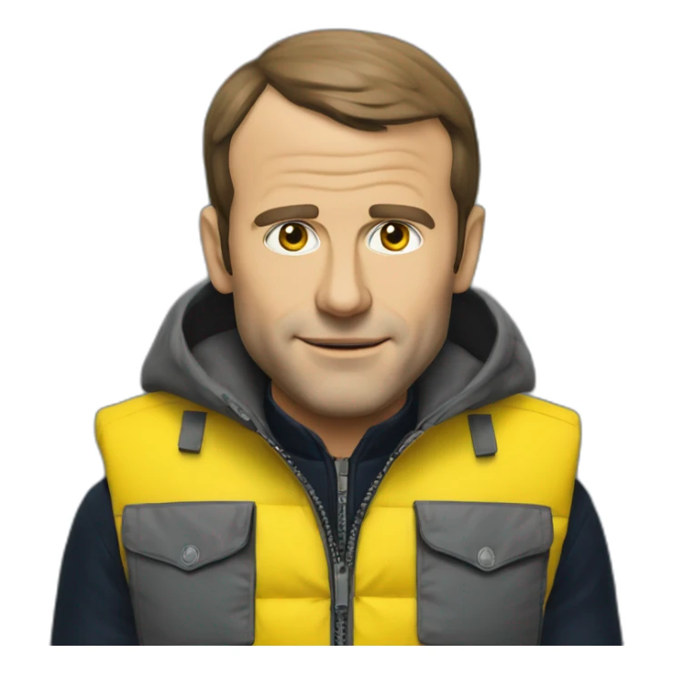 macron en gilet jaune qui fait la greve sticker