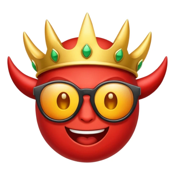 Emoji de demonio con corona y lentes obscuros sticker