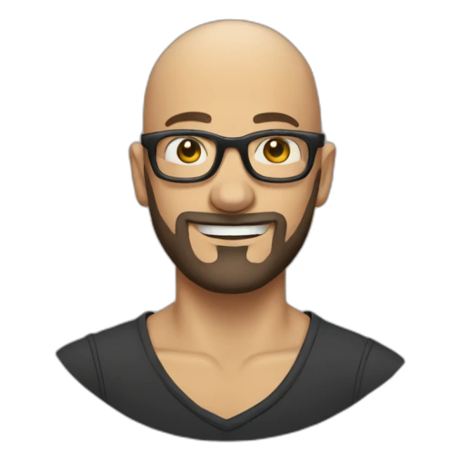 bald beard man with tattoo in glasses sticker