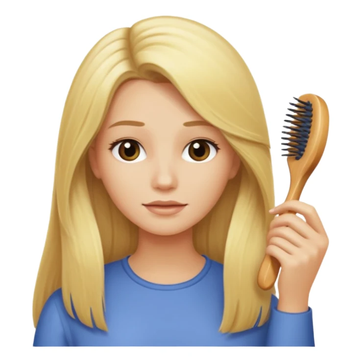blonde with long hair combing it sticker