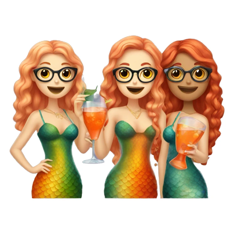 Three beautiful mermaids with glasses and drinking aperol sticker