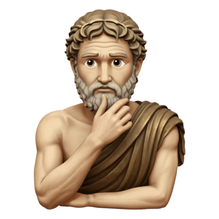 Ancient Greek King Odysseus Statue Thinking with Hand on Chin sticker