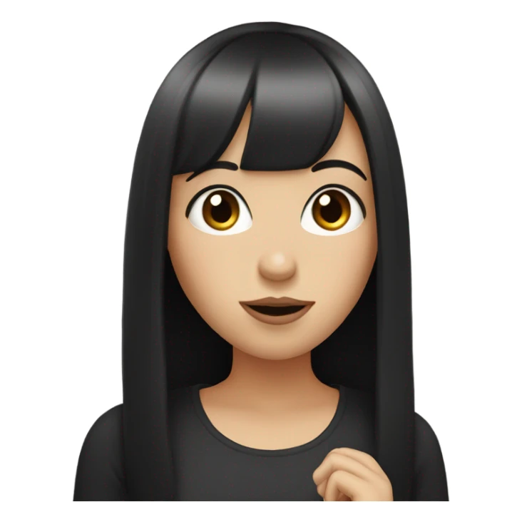 White girl with straight black hair and bangs blowing a kiss  sticker