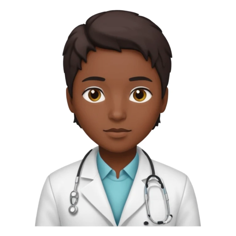 androgynous dark tone skin physician, NO stethoscope around neck sticker
