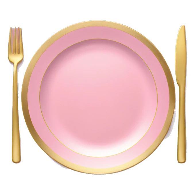 Realistic laying flat empty gold and pink charger plate. sticker
