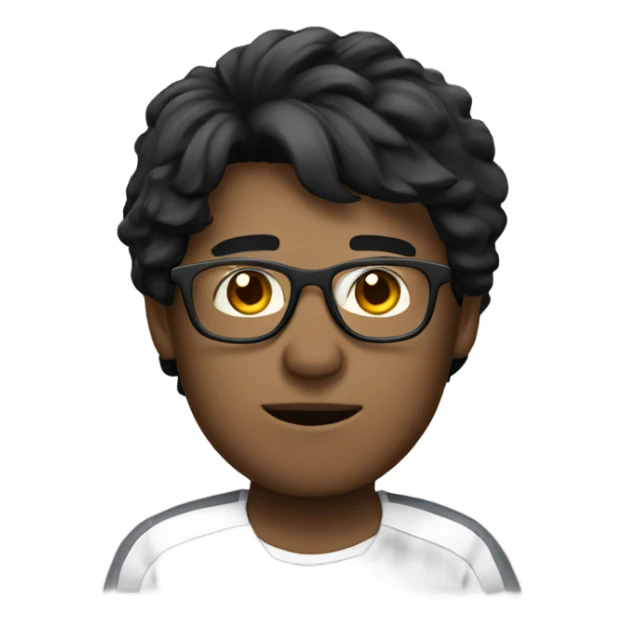 man with black hair with white streaks, glasses and laptop sticker