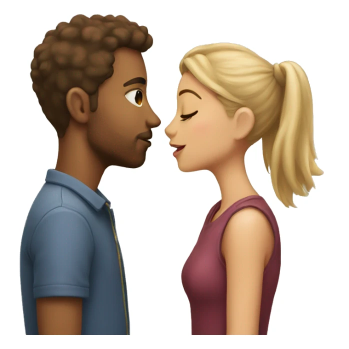 A girl kissing a guy on the forehead  sticker