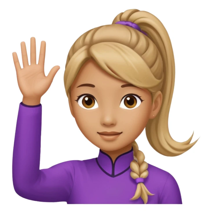 Mini poodle with Asia ponytail hair girl say goodbye sticker