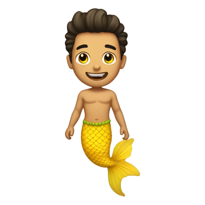 Tan merman with dark hair and yellow tail sticker