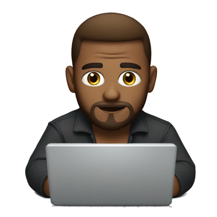 Nicholas Joseph Fury working with laptop sticker