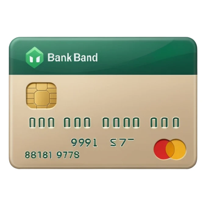 light beige bank card with dark green accents sticker