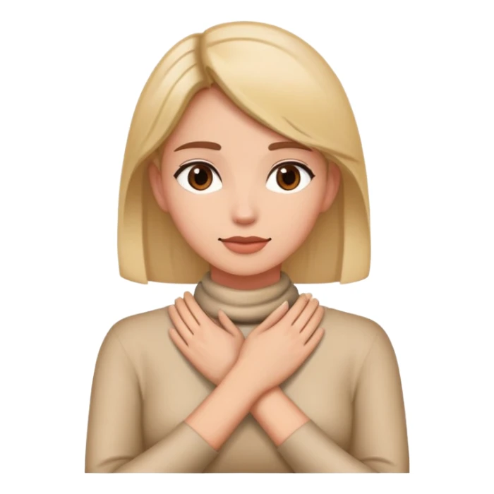 woman with hands crossed around her neck sticker