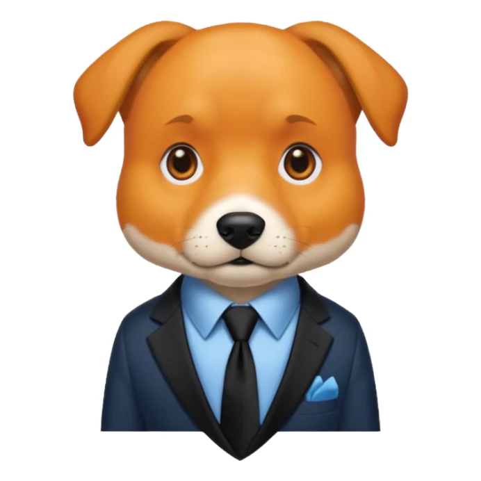 orange dog with black tie,blue shirt sticker