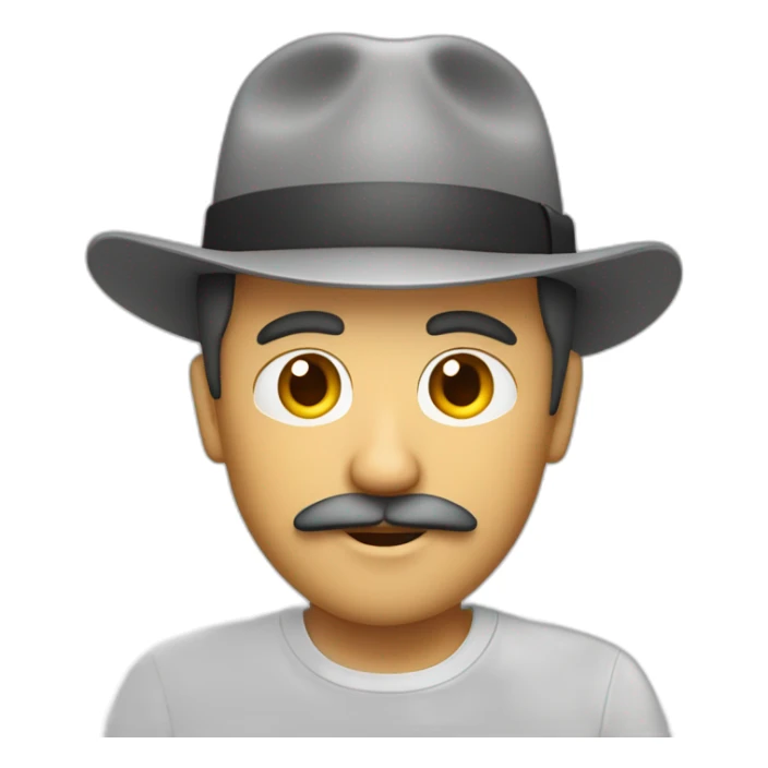 man whit white shirt backwards grey hat and flipped eyebrows as a moustache sticker