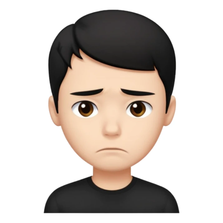 Roblox Avatar whit black shirt and sleek boy har sad sticker