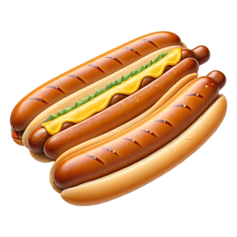Cinematic Realistic Bratwurst Dish Emoji, showcasing a succulent, grilled sausage with a crispy exterior rendered with lifelike detail and warm, dynamic lighting. sticker