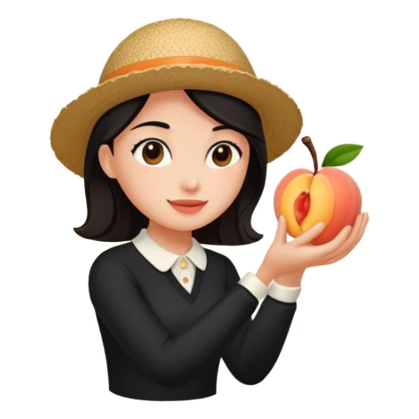 Black and picking a peach with cream sticker