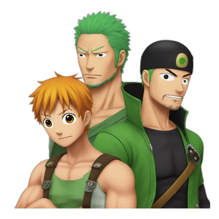 Zoro and Robin and chopper on one piece like family sticker
