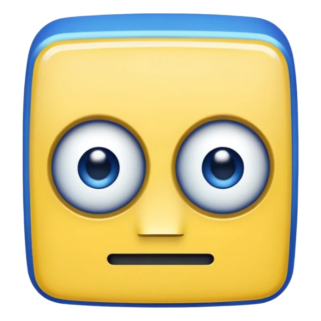 geometery dash square yellow body blue face square mouth and eyes sticker