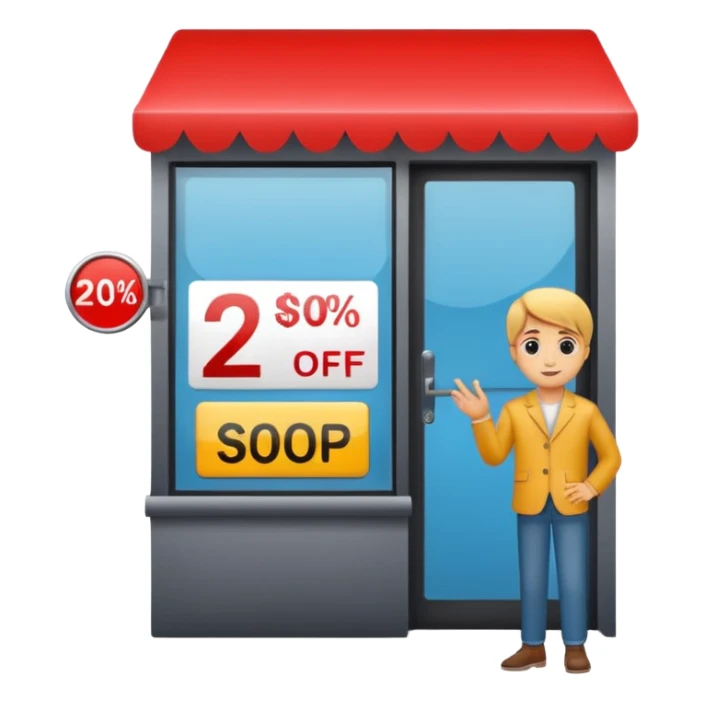 Person who is waiting the sale promotion with 20% off sign sticker