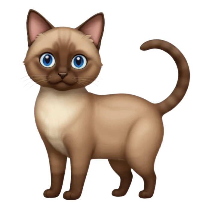 Brown siamese cat, blue eyes, short hair, full height sticker