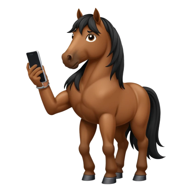 horse typing on cell phone sticker