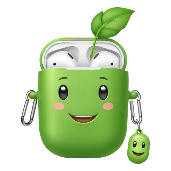 cute green pea wearing airpods sticker