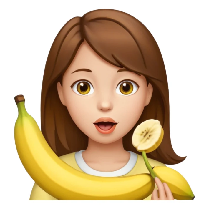 Brown hair Girl with banana in her mouth sticker