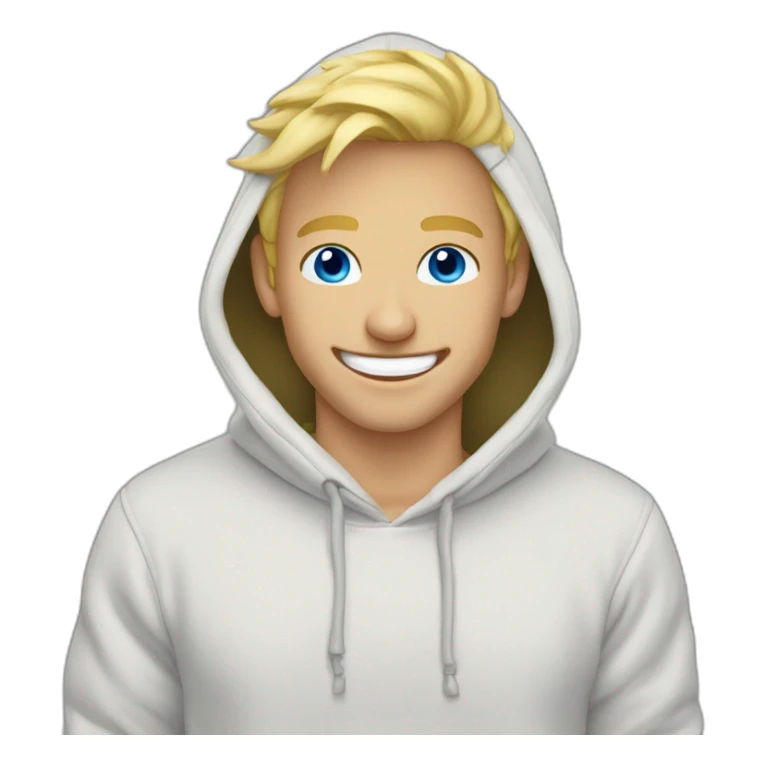 blonde male blue eyes laugh hoodie sticker