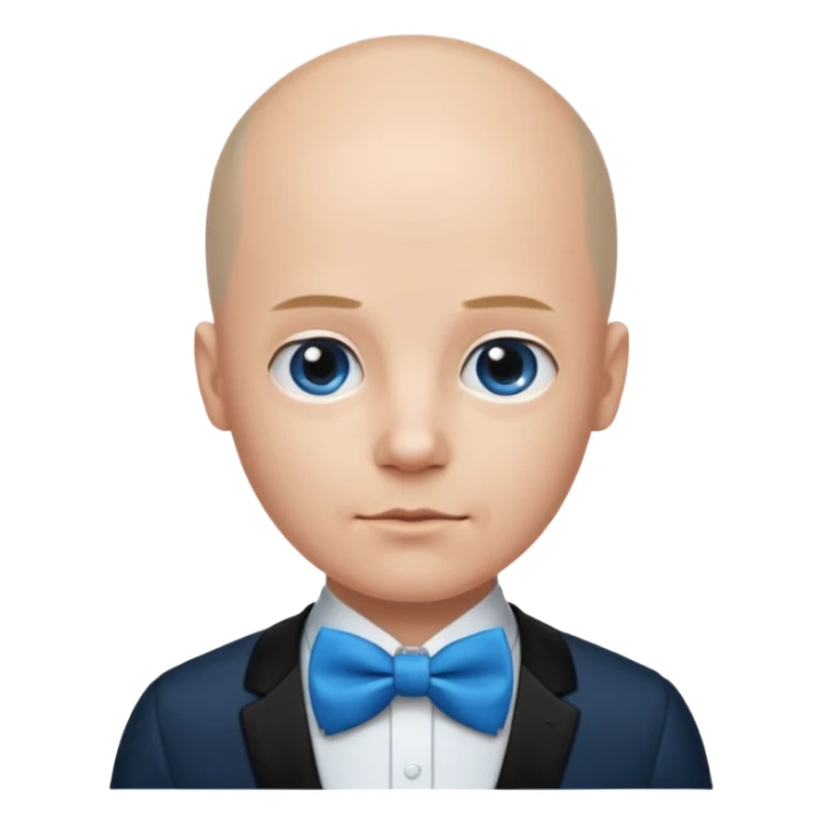 Bald with blue bow tie, balck dress sticker