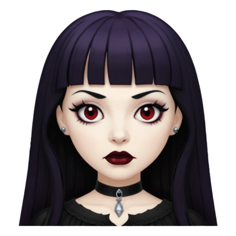 vampira gótica branca de cabelo preto e franja sticker