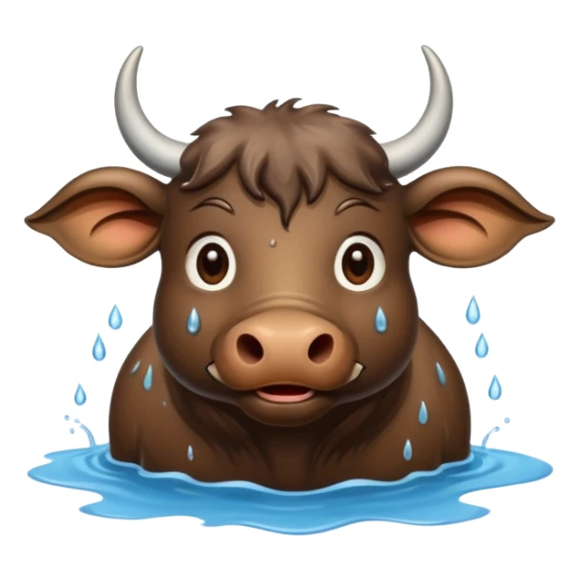A funny water buffalo in the water  sticker